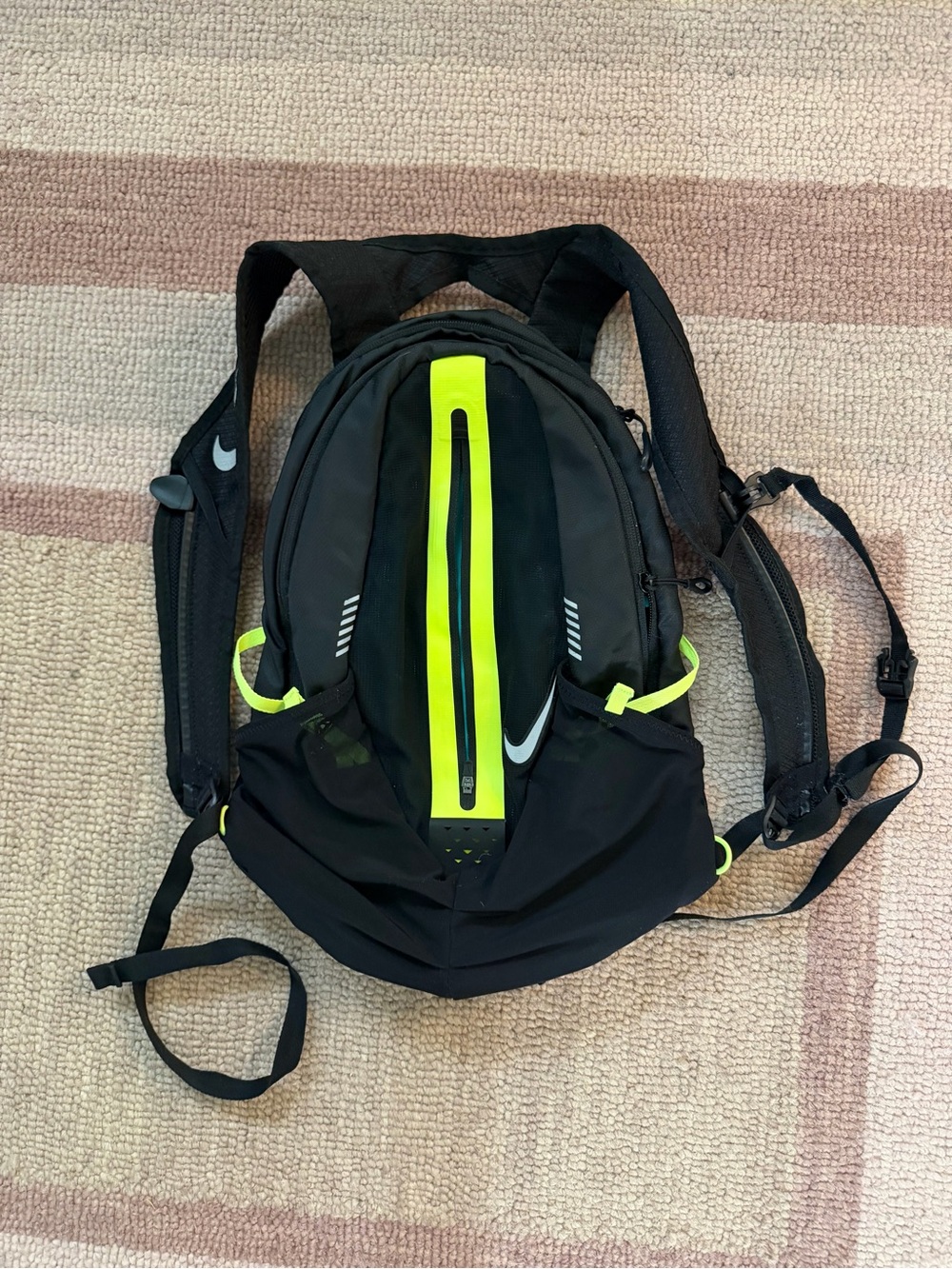 Nike Men’s Black Backpack with Neon Yellow Stripe